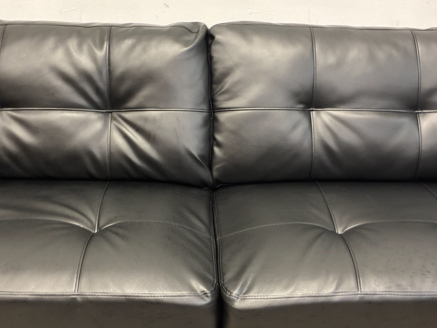 Sleek Modern 3-Seat Sofa – Black Faux Leather