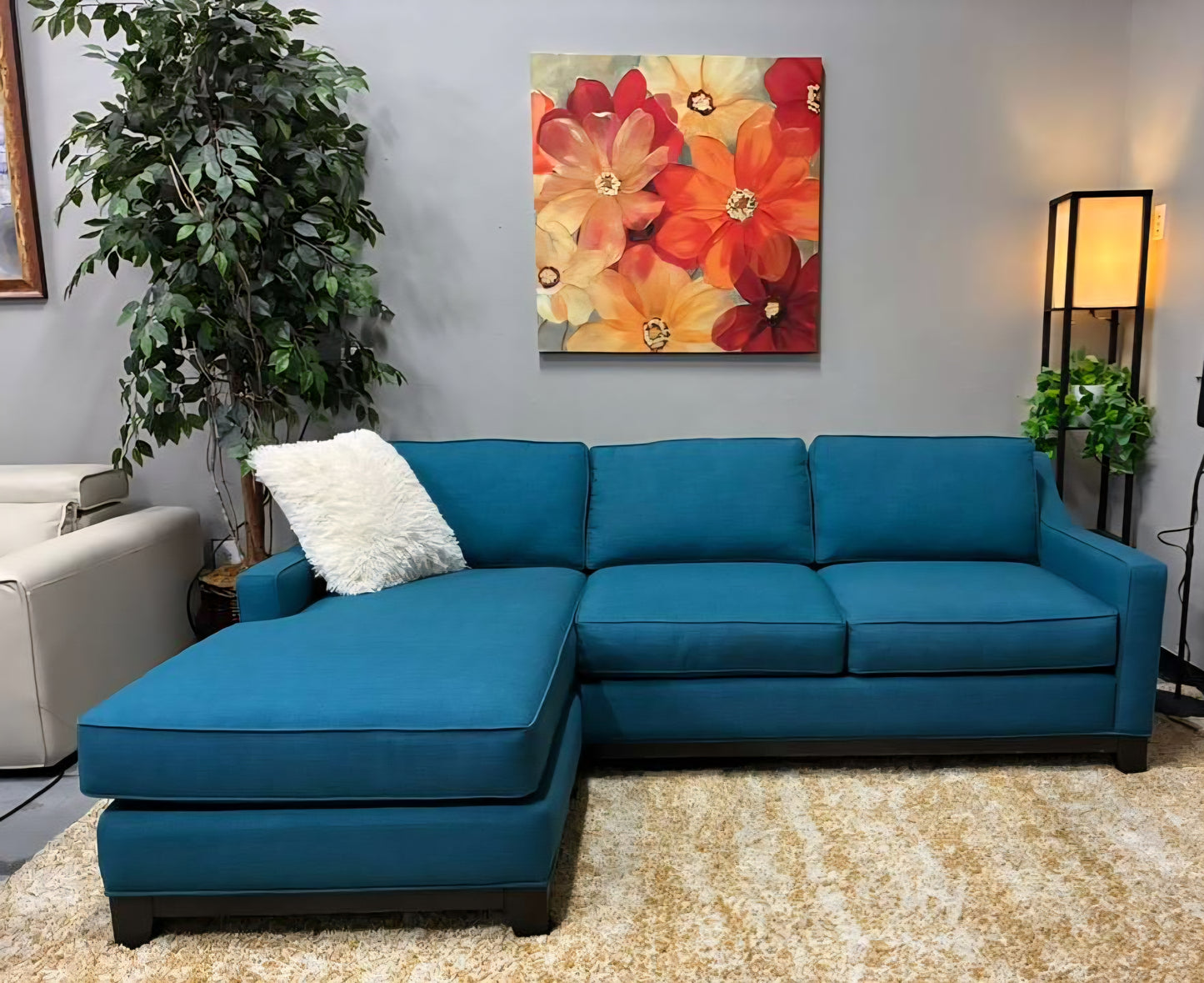 šµ Jonathan Louis Teal Sectional Sofa with Chaise