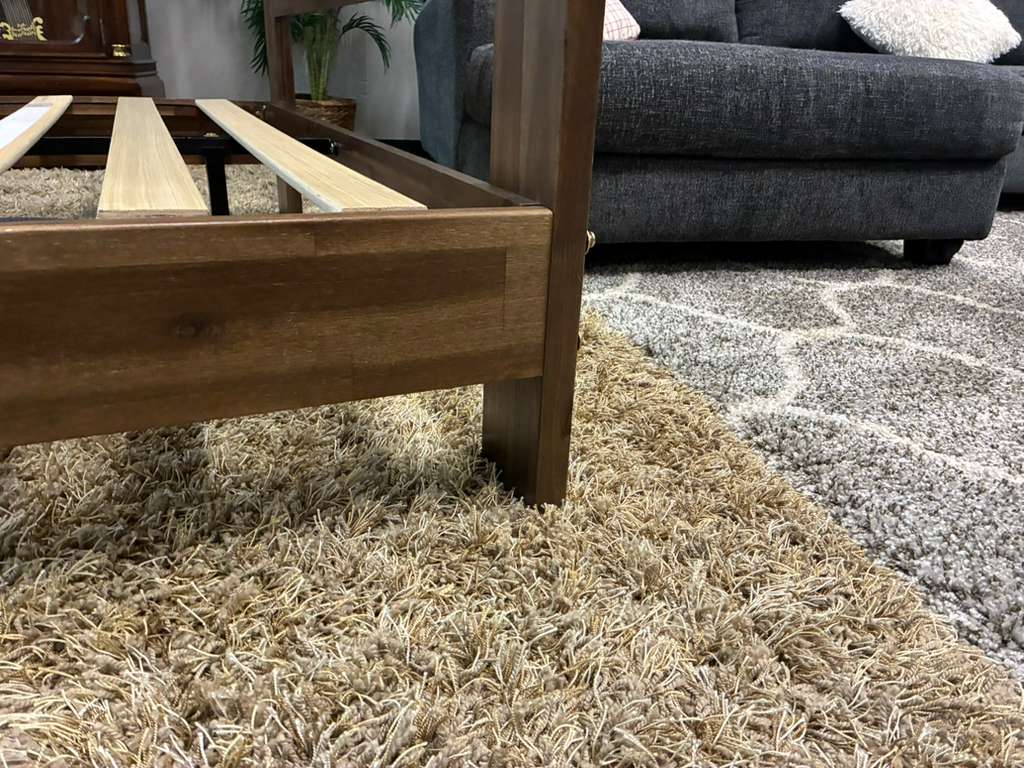 Queen Platform Bed Frame – Solid Wood with Walnut Acacia Finish