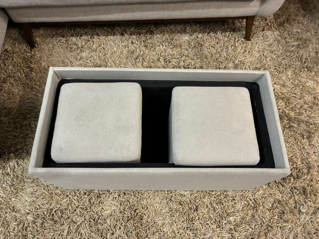 Mid-Century Modern Sectional Chaise + Matching Storage Ottoman Set