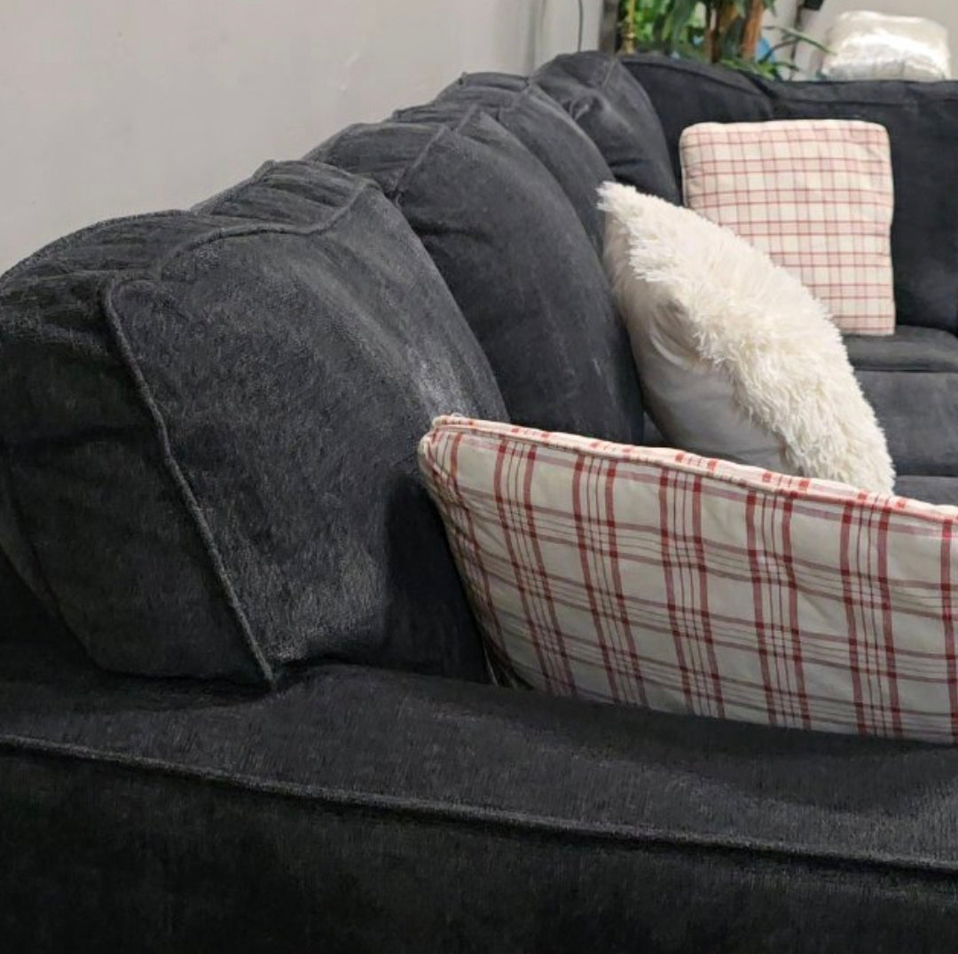 Modern Charcoal U-Shape Sectional with Ottoman