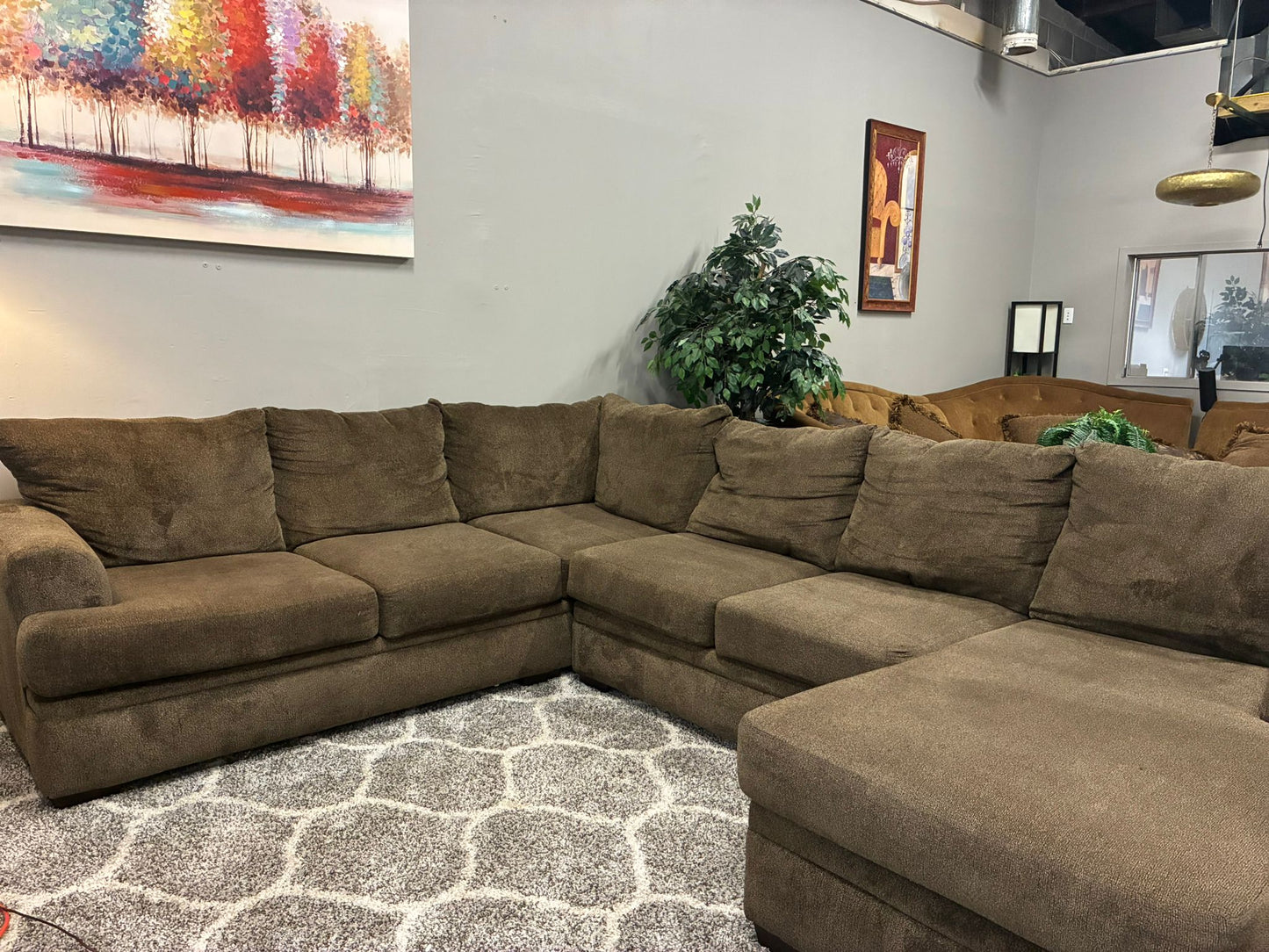 Chocolate Brown Sectional Sofa with Chaise – Comfortable & Spacious