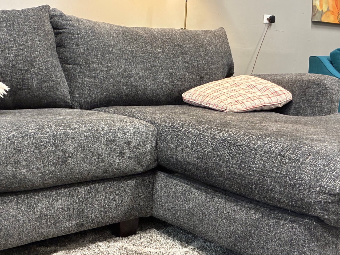 🩶 Modern Charcoal U-Shape Sectional + Ottoman