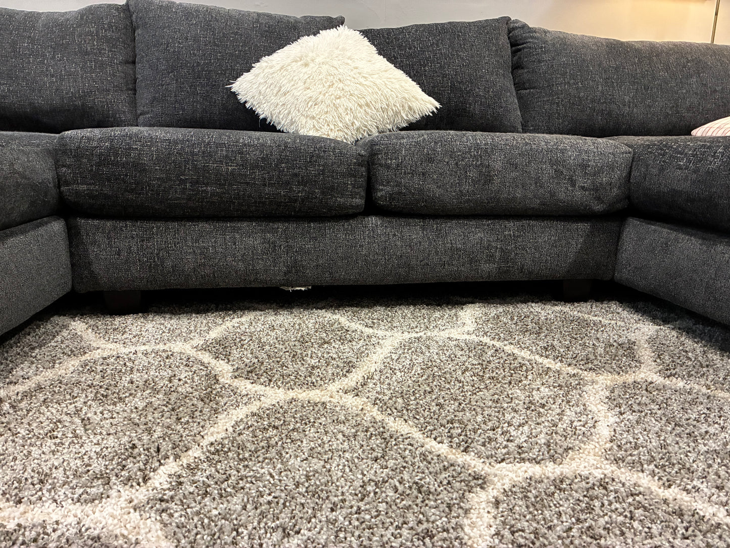 🩶 Modern Charcoal U-Shape Sectional + Ottoman