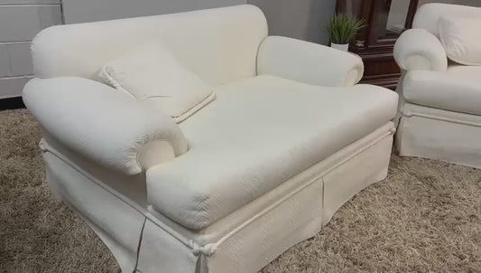 Hooker Designer Loveseats – Cream Fabric (Pair) USA MADE