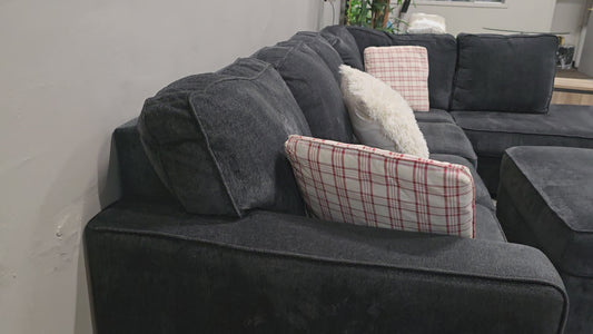 Modern Charcoal U-Shape Sectional with Ottoman