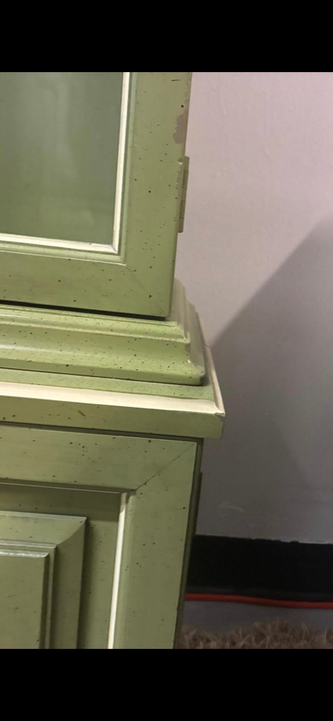 Sage Green Glass Display Cabinet with Interior Light