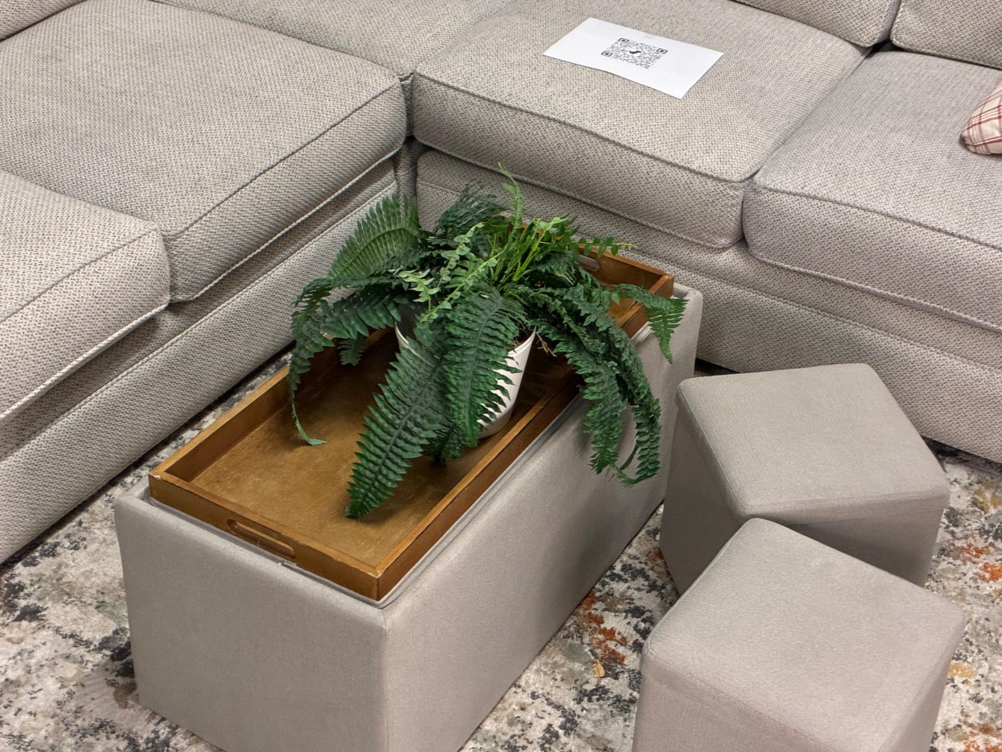 Camden Collection Beige Sectional – Rolled Arms | Made in USA