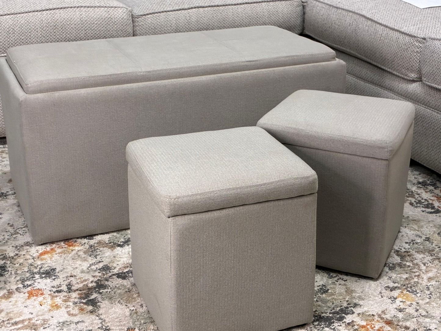 Camden Collection Beige Sectional – Rolled Arms | Made in USA