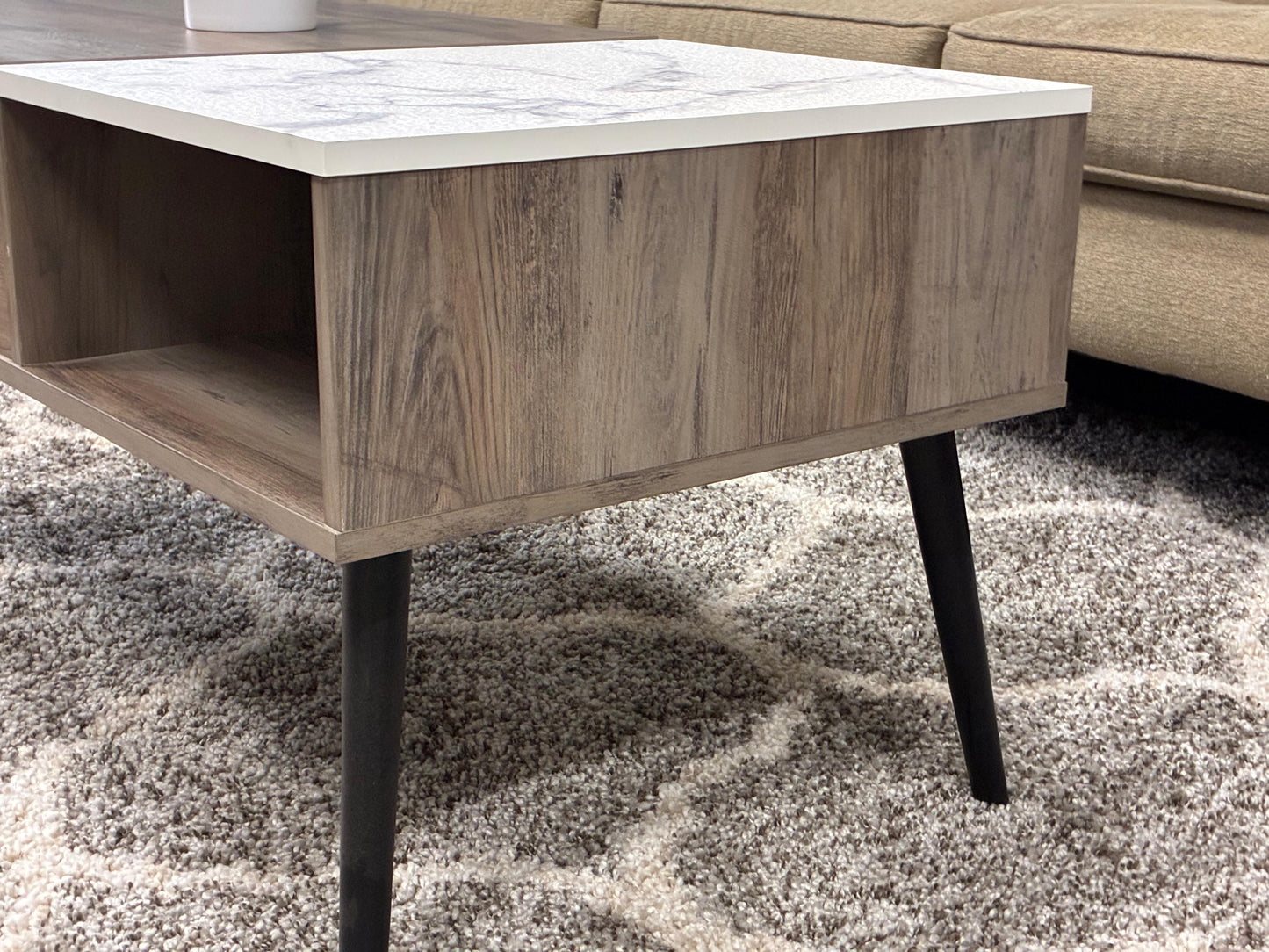 🤎 Modern Coffee Table w/ Storage + Faux Marble Top | Clean & Stylish