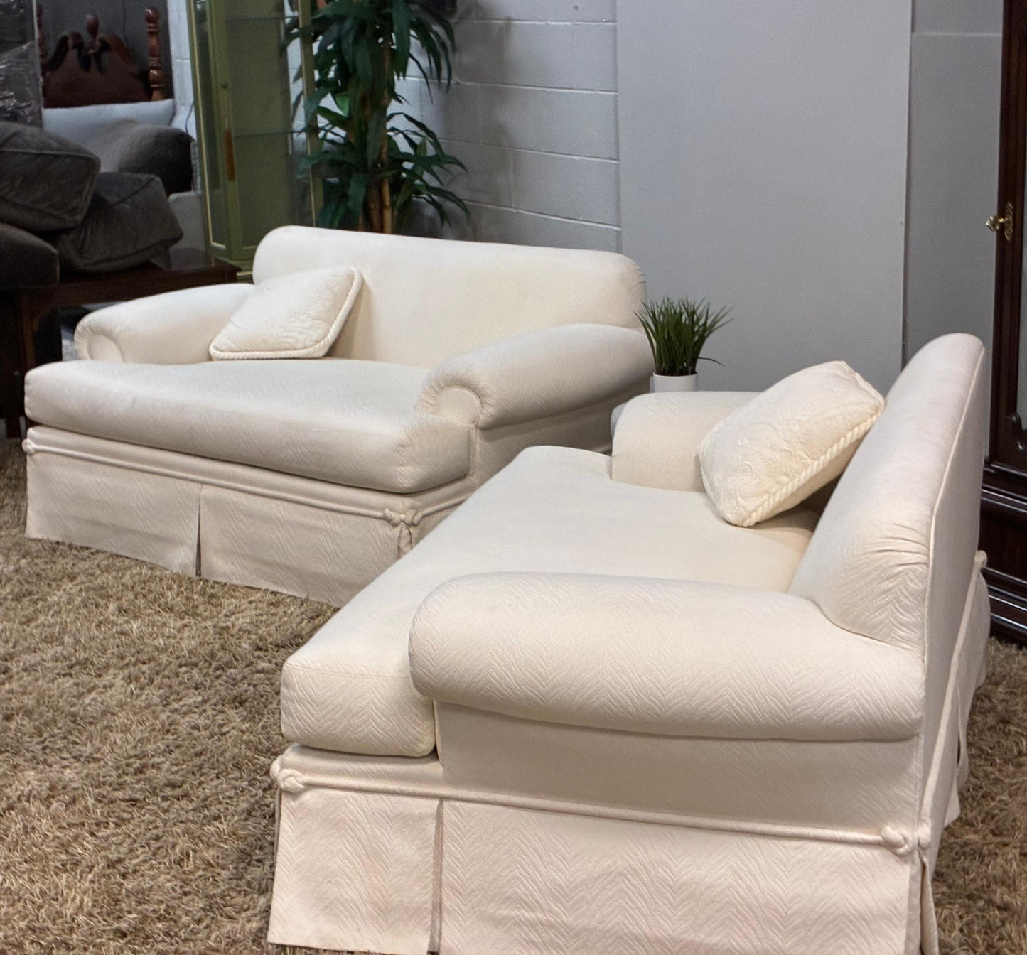 Hooker Designer Loveseats – Cream Fabric (Pair) USA MADE