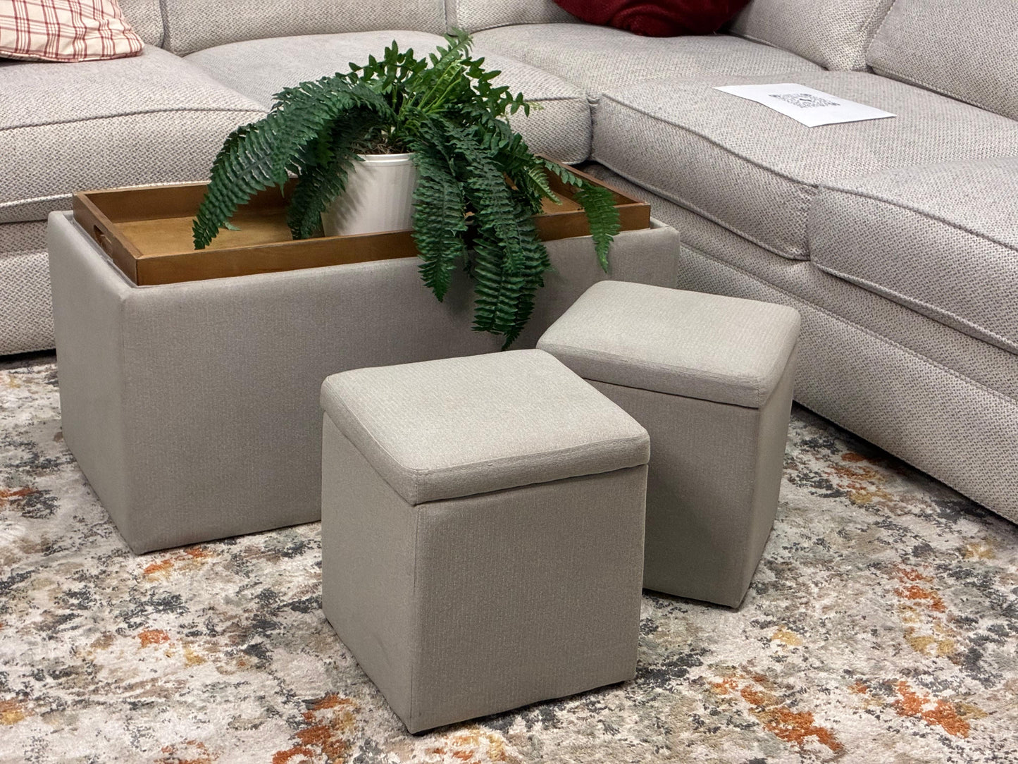 Camden Collection Beige Sectional – Rolled Arms | Made in USA