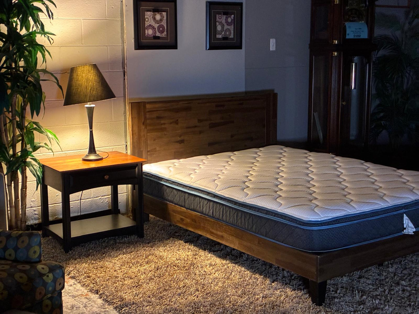 Queen Platform Bed Frame – Solid Wood with Walnut Acacia Finish