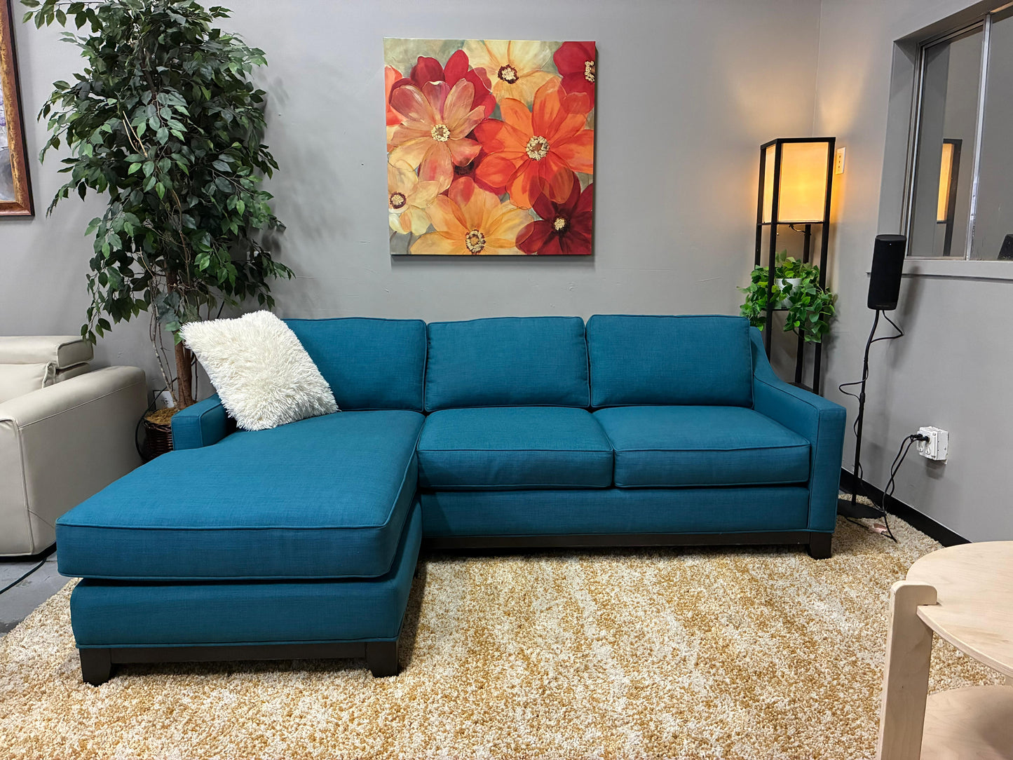 🔵 Jonathan Louis Teal Sectional Sofa with Chaise