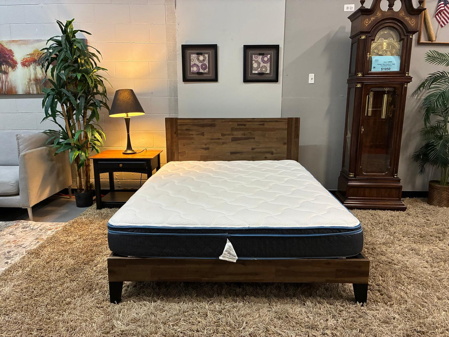Queen Platform Bed Frame – Solid Wood with Walnut Acacia Finish