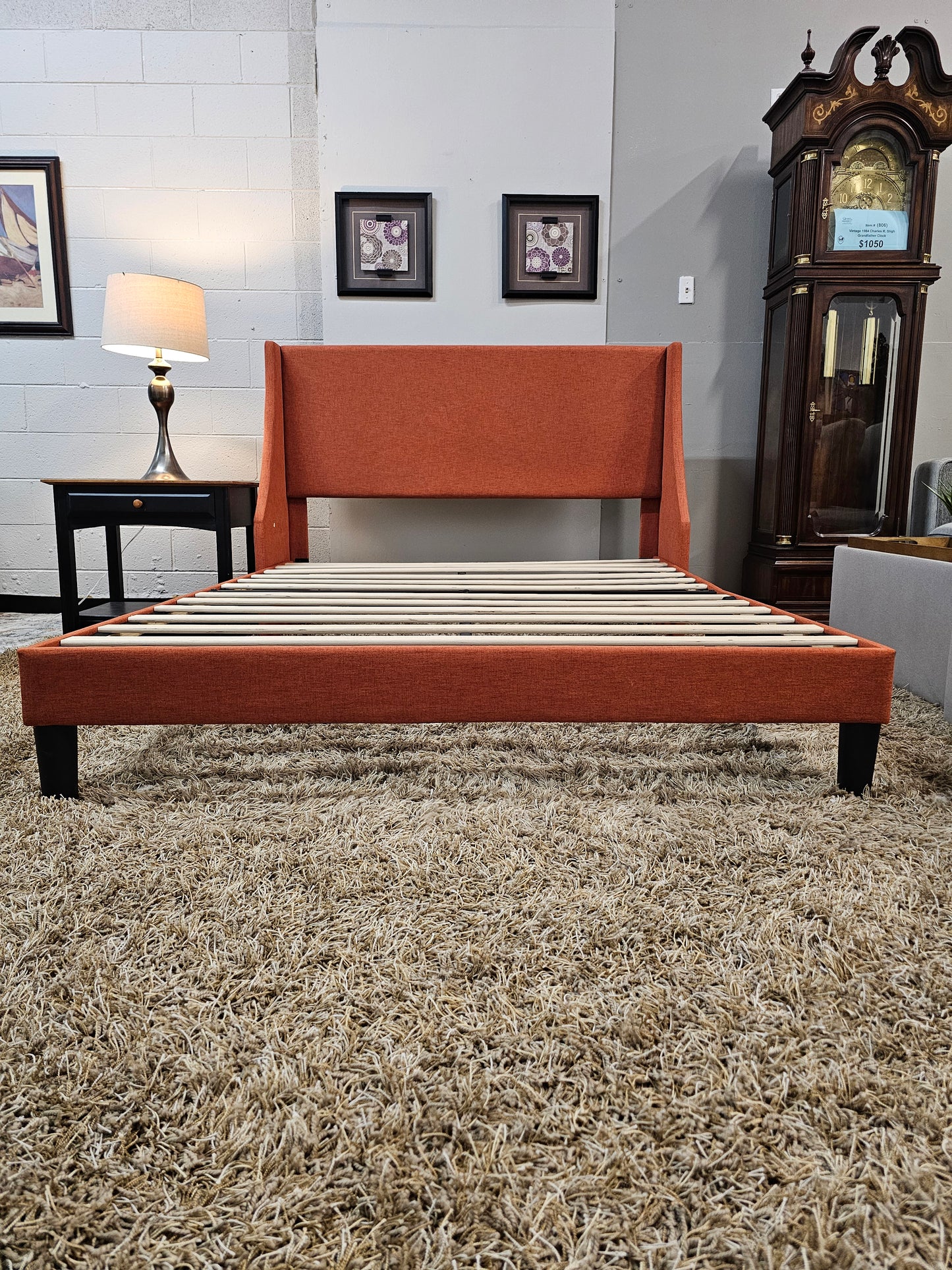 Modern Upholstered Bed – Burnt Orange