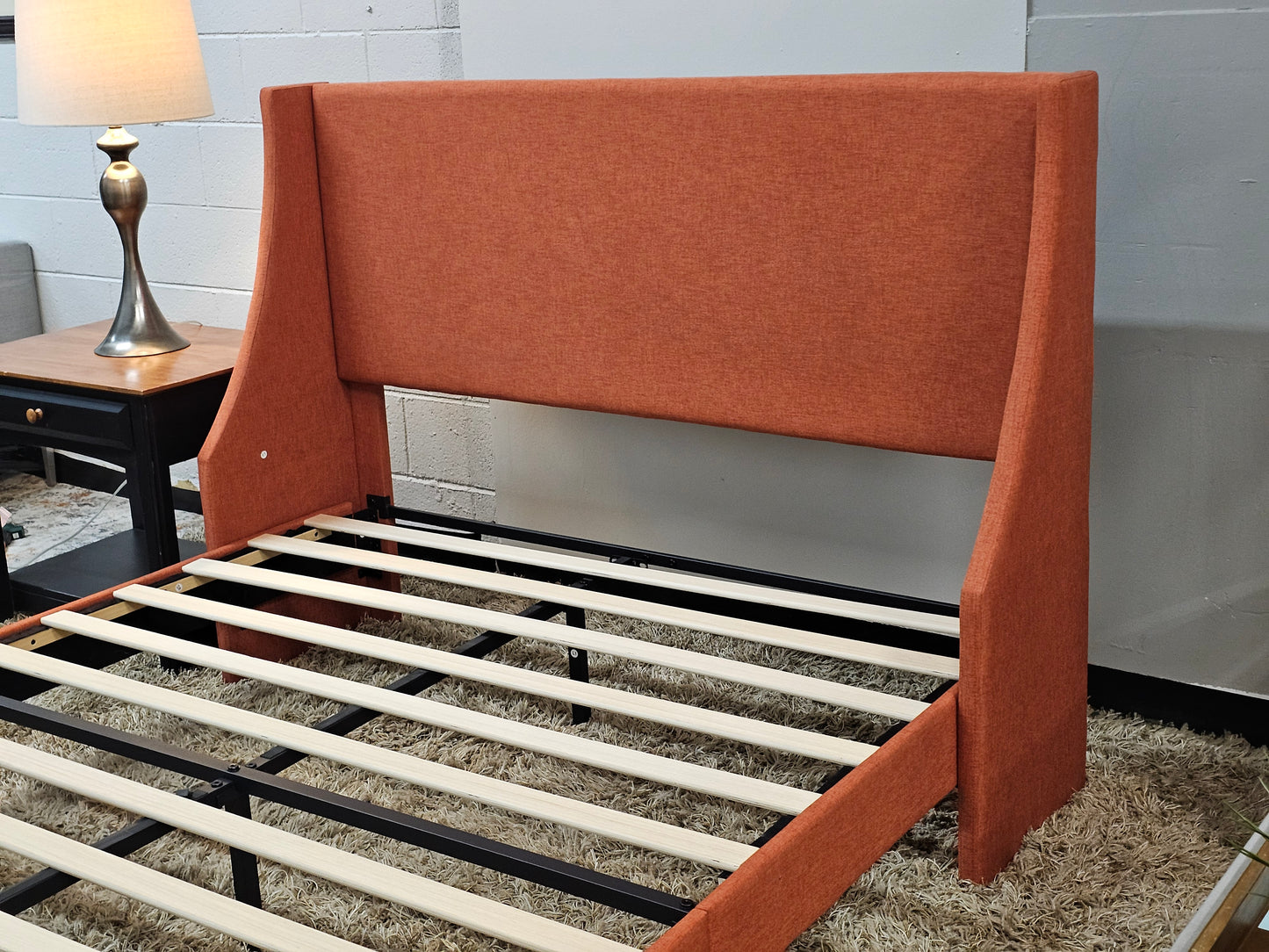 Modern Upholstered Bed – Burnt Orange