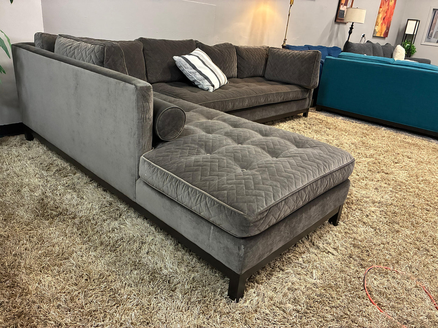 “Mid-Century Modern Velvet Sectional- US MADE