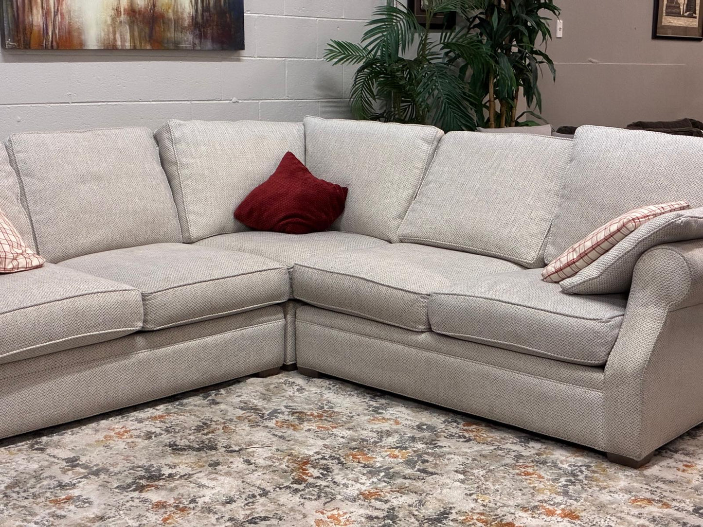 Camden Collection Beige Sectional – Rolled Arms | Made in USA