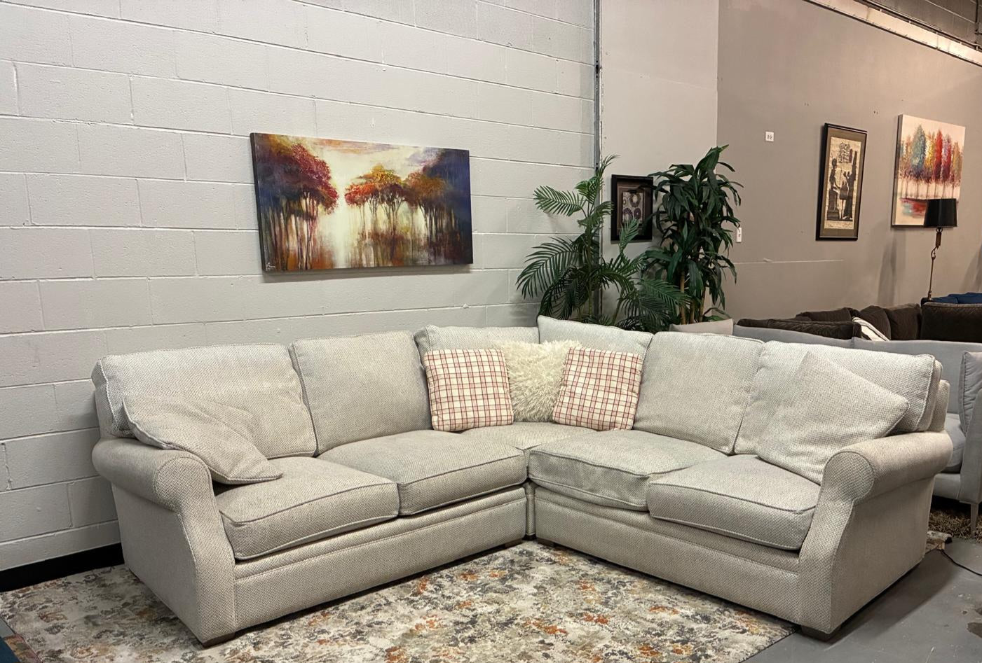 Camden Collection Beige Sectional – Rolled Arms | Made in USA