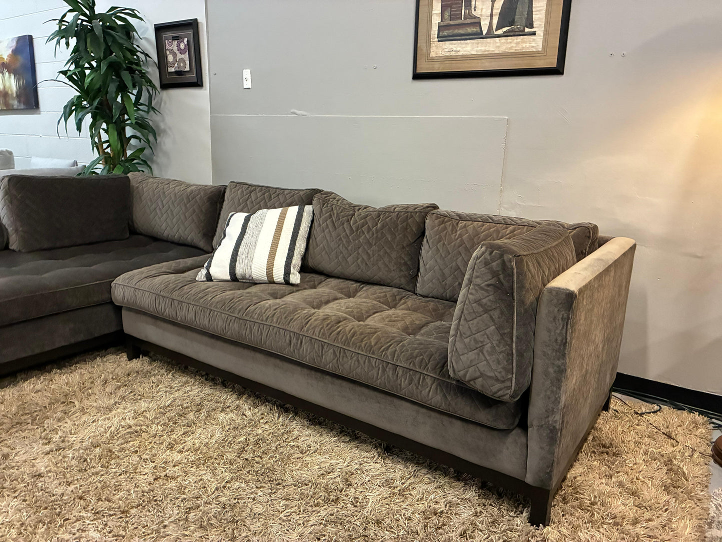 “Mid-Century Modern Velvet Sectional- US MADE