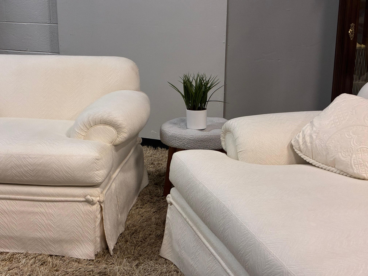 Hooker Designer Loveseats – Cream Fabric (Pair) USA MADE