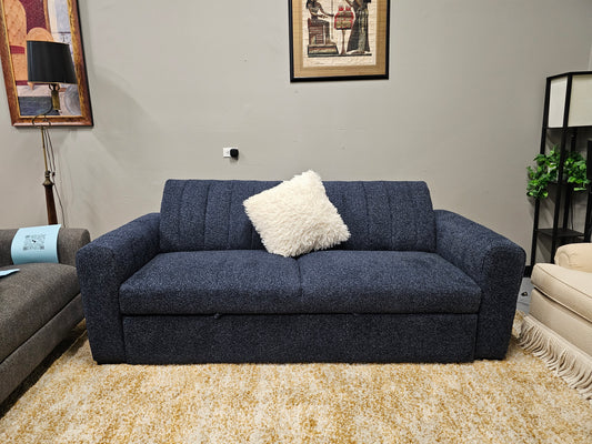 Modern Blue Pull-Out Sleeper Sofa – Pet Friendly & Space-Saving