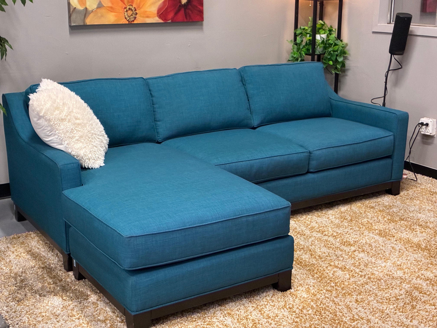 🔵 Jonathan Louis Teal Sectional Sofa with Chaise
