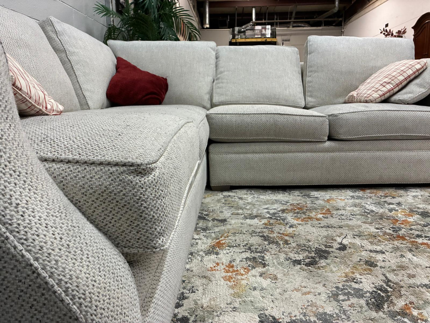 Camden Collection Beige Sectional – Rolled Arms | Made in USA