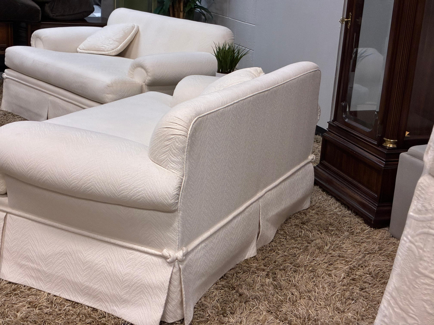 Hooker Designer Loveseats – Cream Fabric (Pair) USA MADE