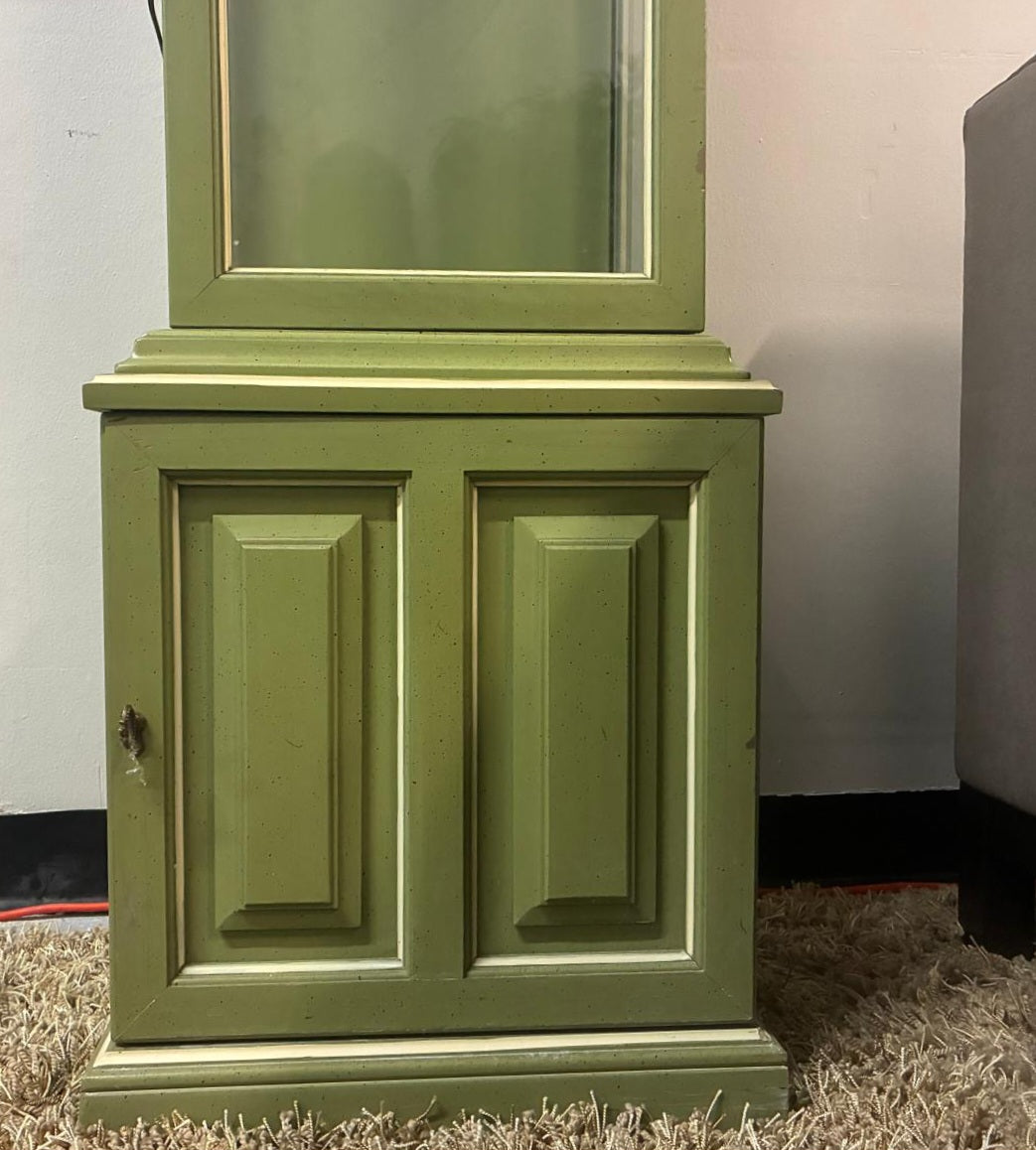 Sage Green Glass Display Cabinet with Interior Light