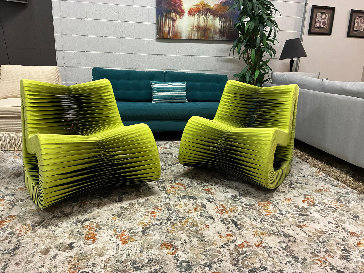 Pair of Modern Rope-Style Sculptural Chairs