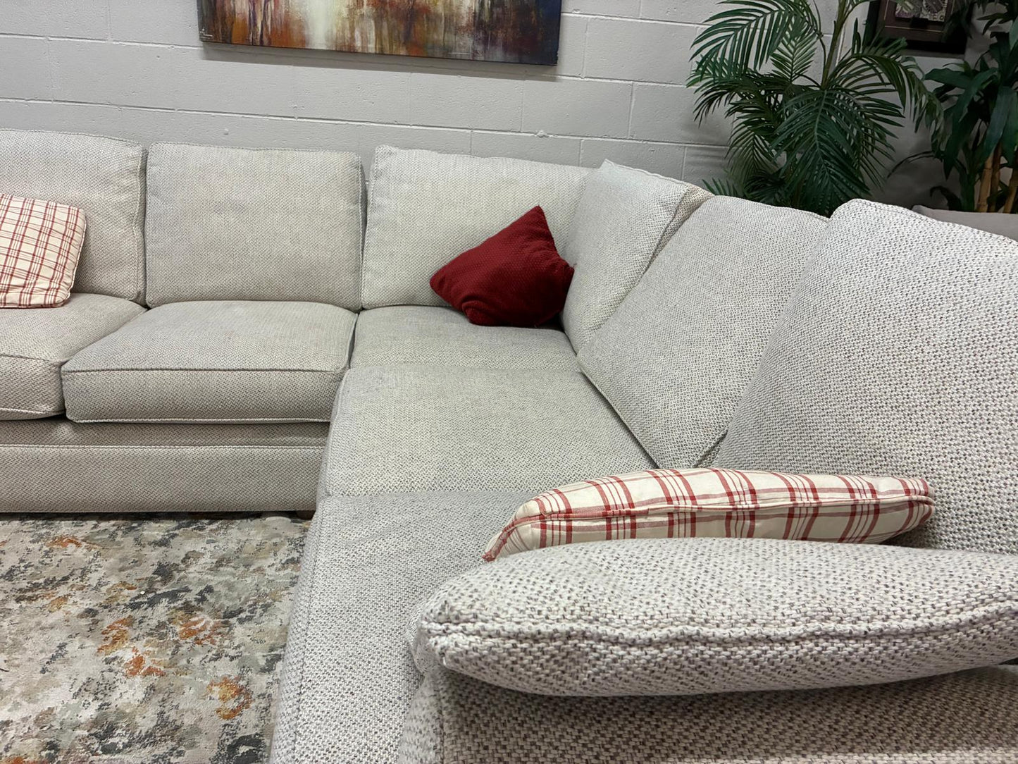 Camden Collection Beige Sectional – Rolled Arms | Made in USA