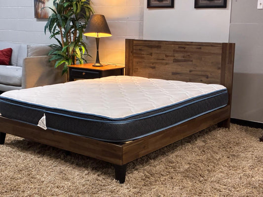Queen Platform Bed Frame – Solid Wood with Walnut Acacia Finish