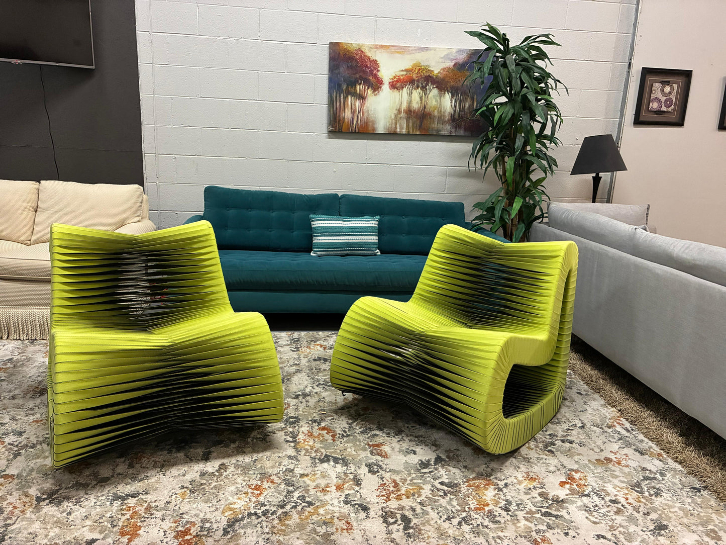 Pair of Modern Rope-Style Sculptural Chairs