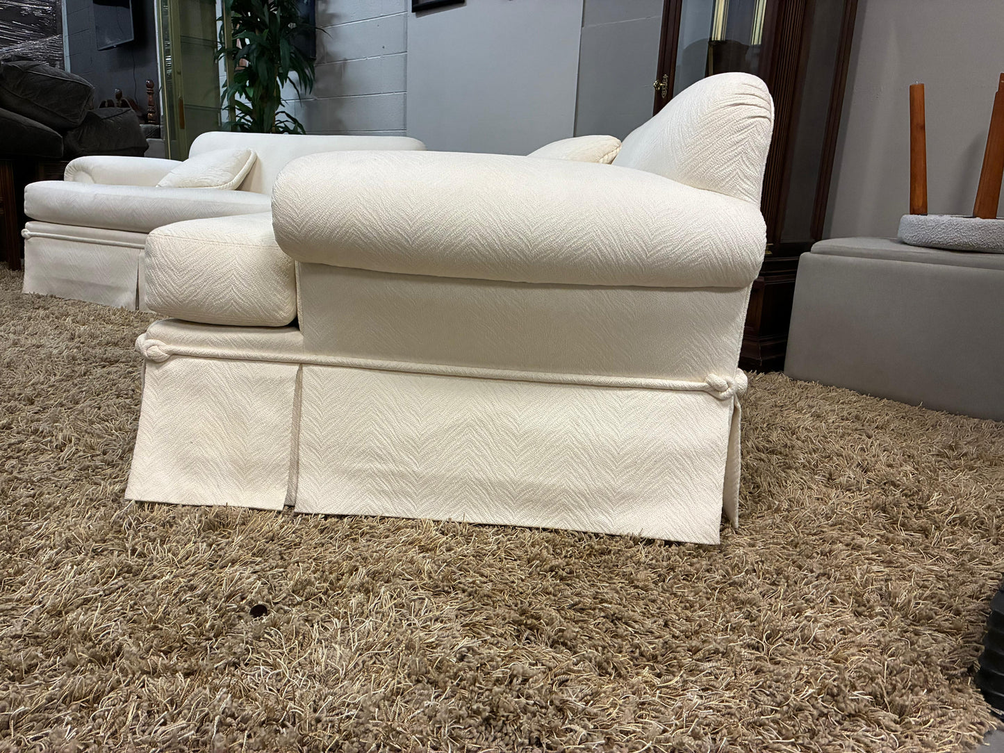 Hooker Designer Loveseats – Cream Fabric (Pair) USA MADE