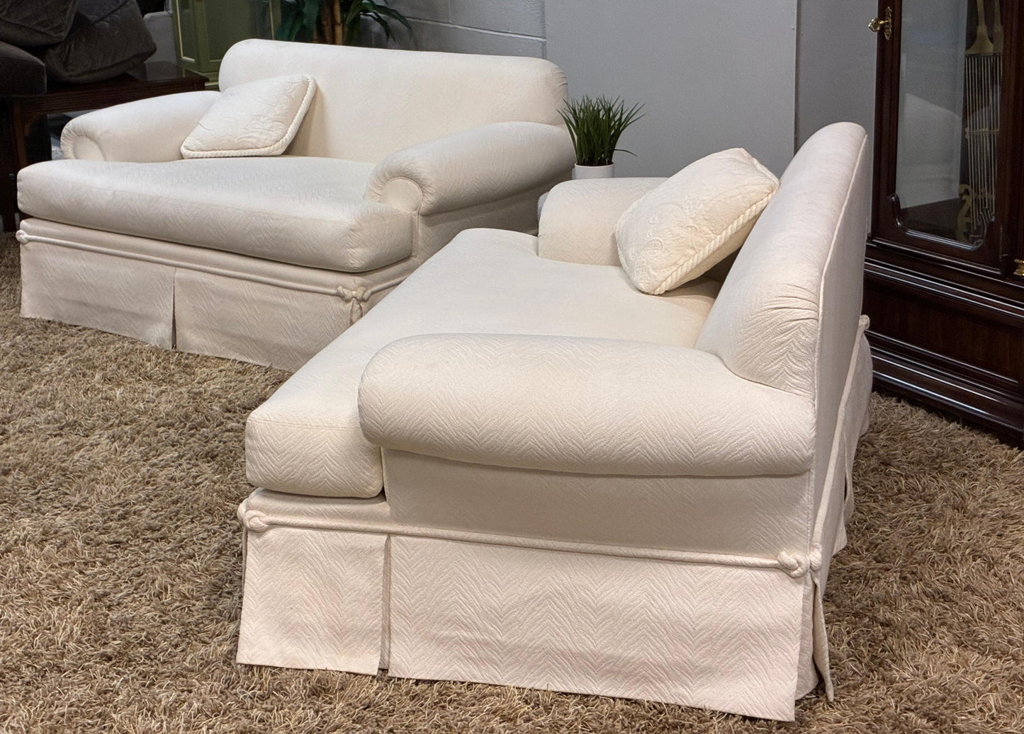 Hooker Designer Loveseats – Cream Fabric (Pair) USA MADE