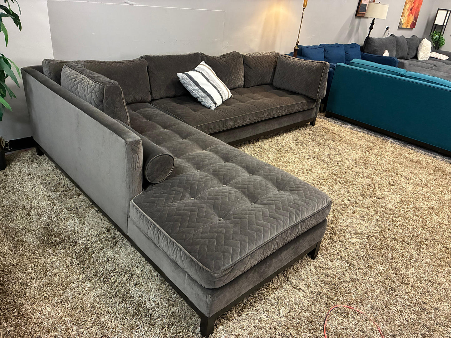 “Mid-Century Modern Velvet Sectional- US MADE