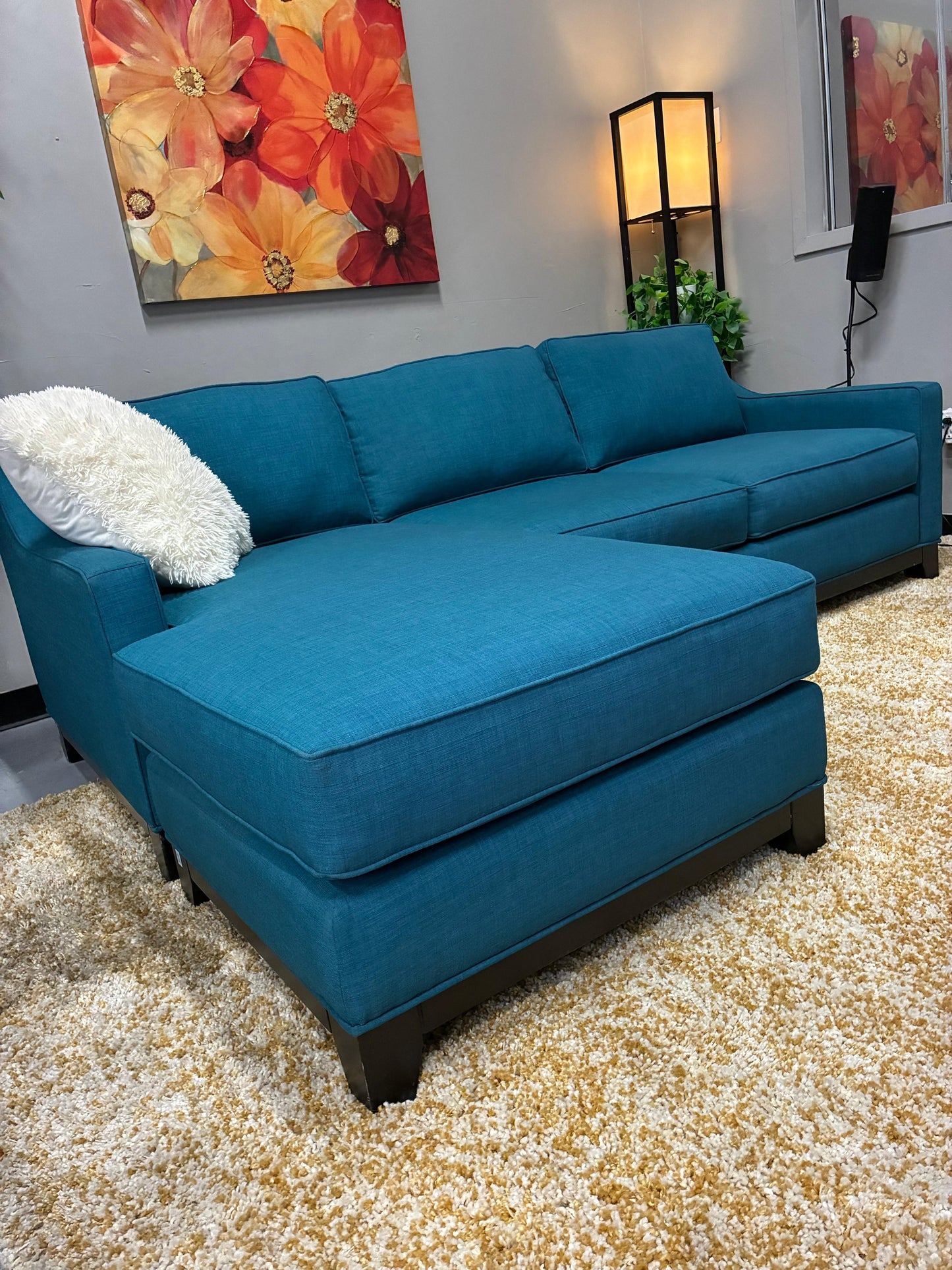 🔵 Jonathan Louis Teal Sectional Sofa with Chaise
