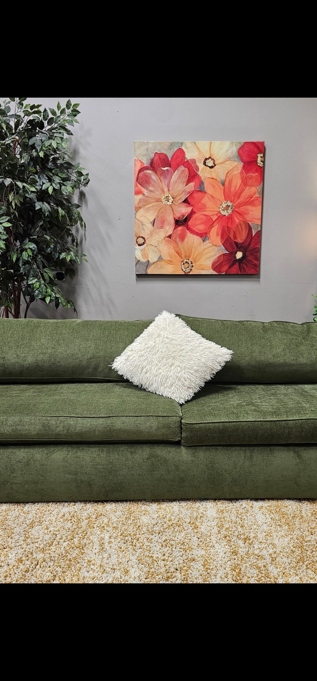 West Elm Olive Green Sofa