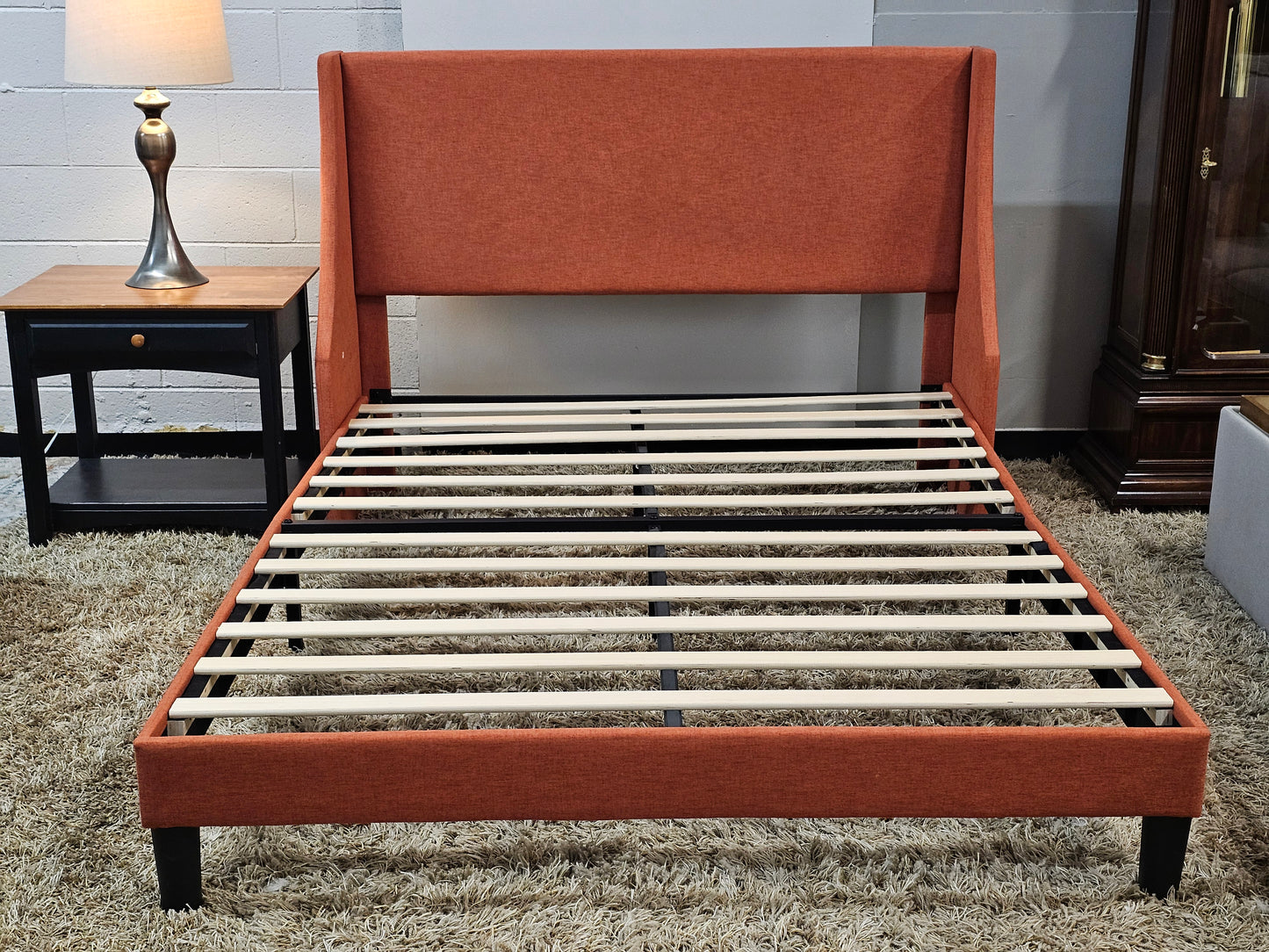 Modern Upholstered Bed – Burnt Orange