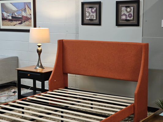 Modern Upholstered Bed – Burnt Orange
