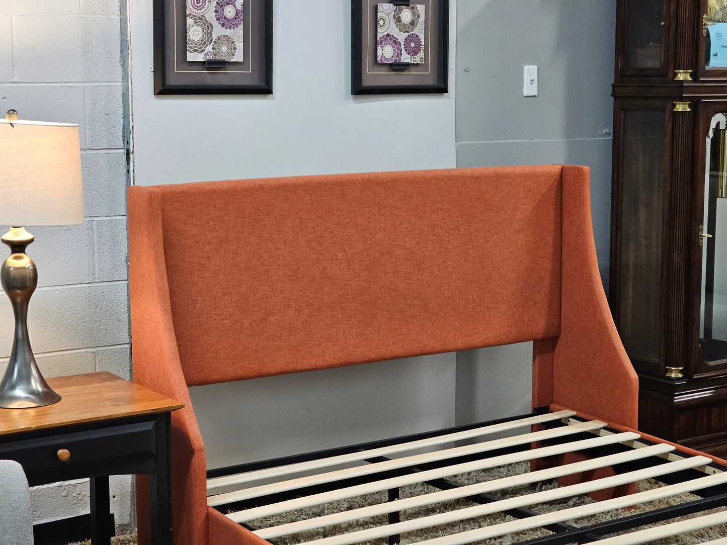 Modern Upholstered Bed – Burnt Orange