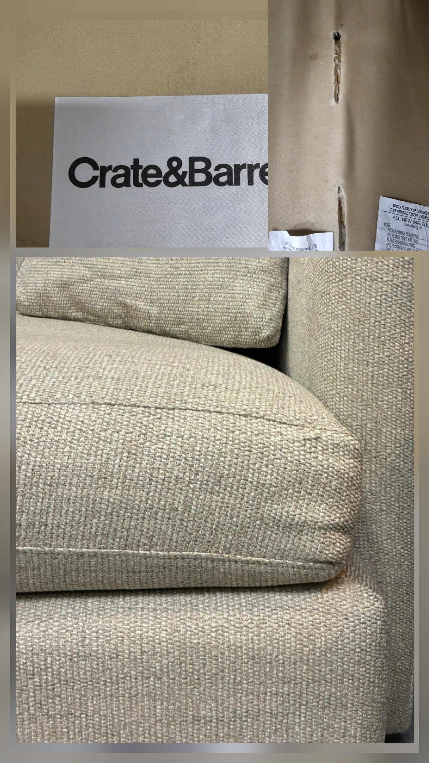 Crate & Barrel L-Shape Sectional Sofa